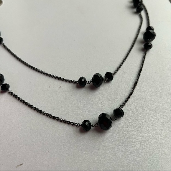 Long or wrapped Black Beaded Chain Necklace - Picture 1 of 5
